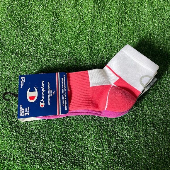 Champion Double Dry Colorblock Running Sports Ankle 3-Pairs Socks Size 5-9 NEW - Picture 2 of 11